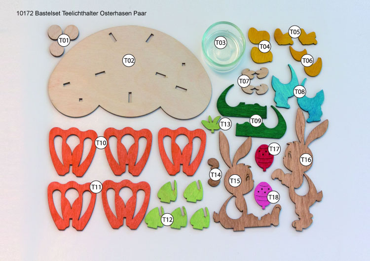 Bastelset Teelichthalter Osterhasen Paar