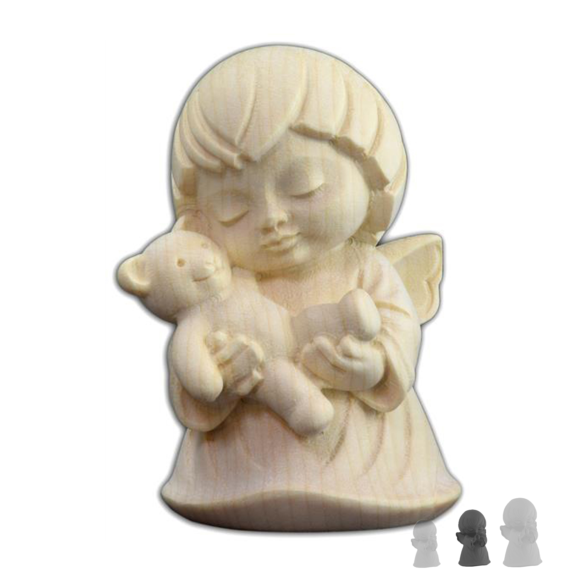 Engel mit Teddy 7cm, natur