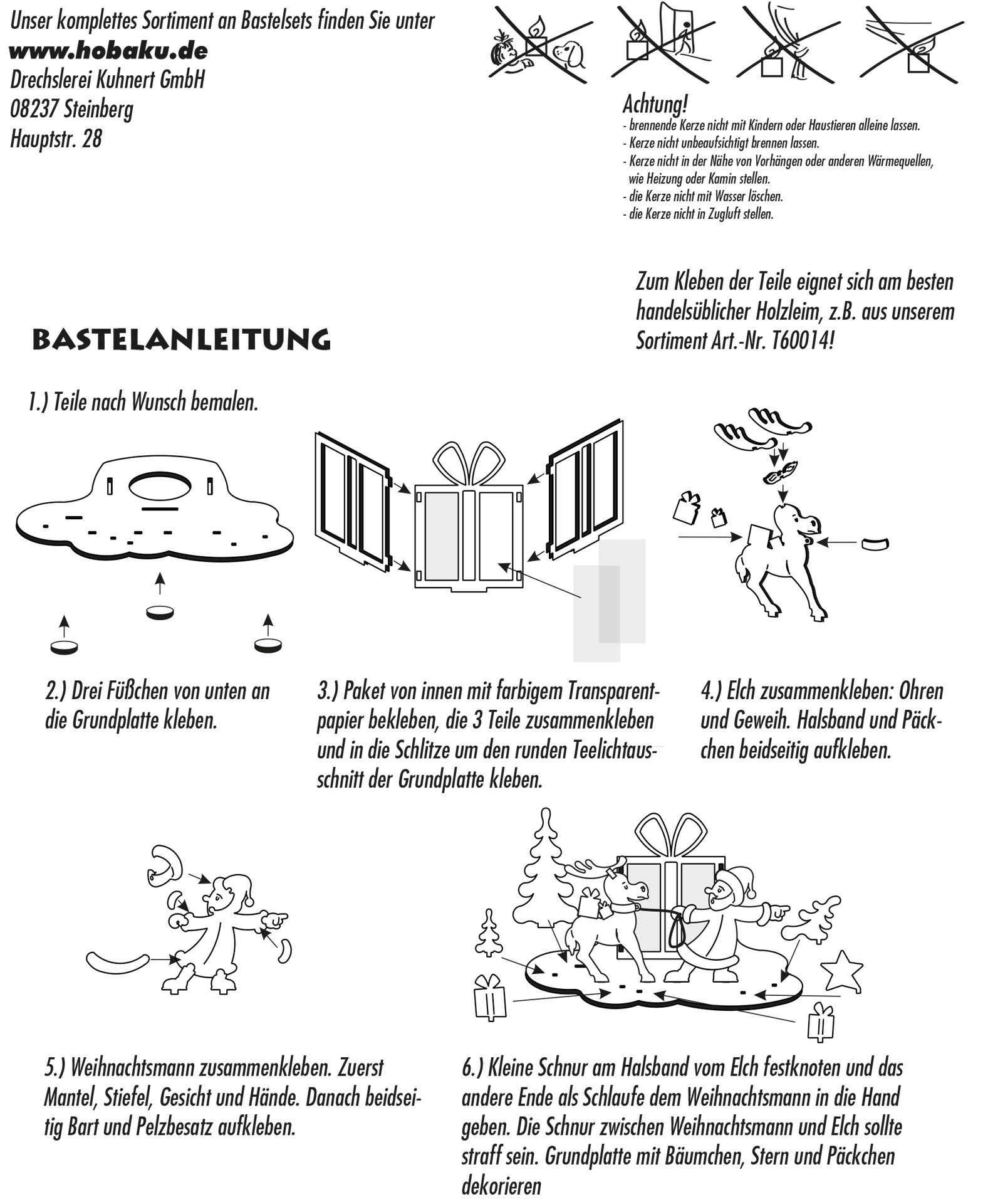 Bastelset Teelichthalter Weihnachtsmann mit Elch