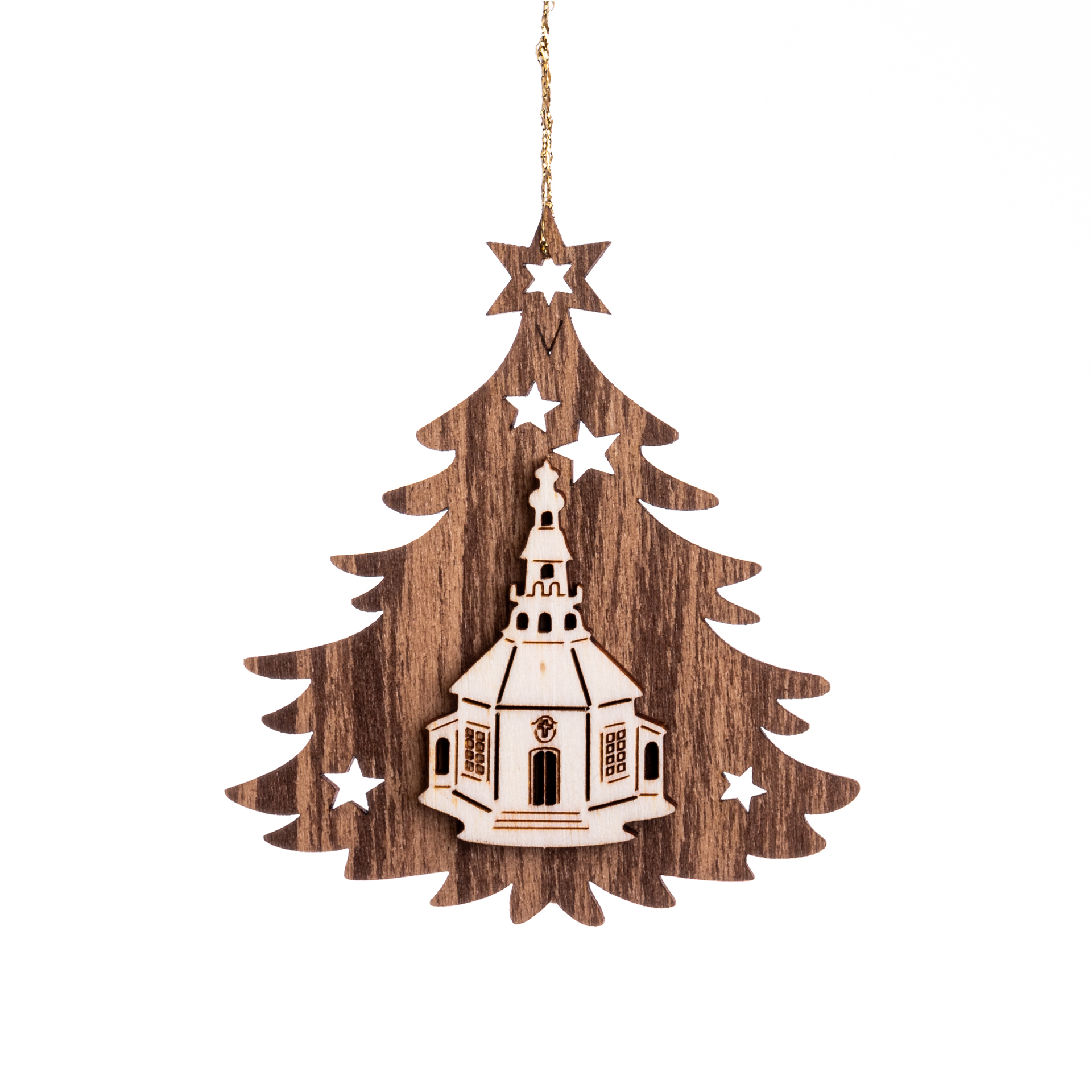 Baumschmuck Tanne mit Seiffener Kirche