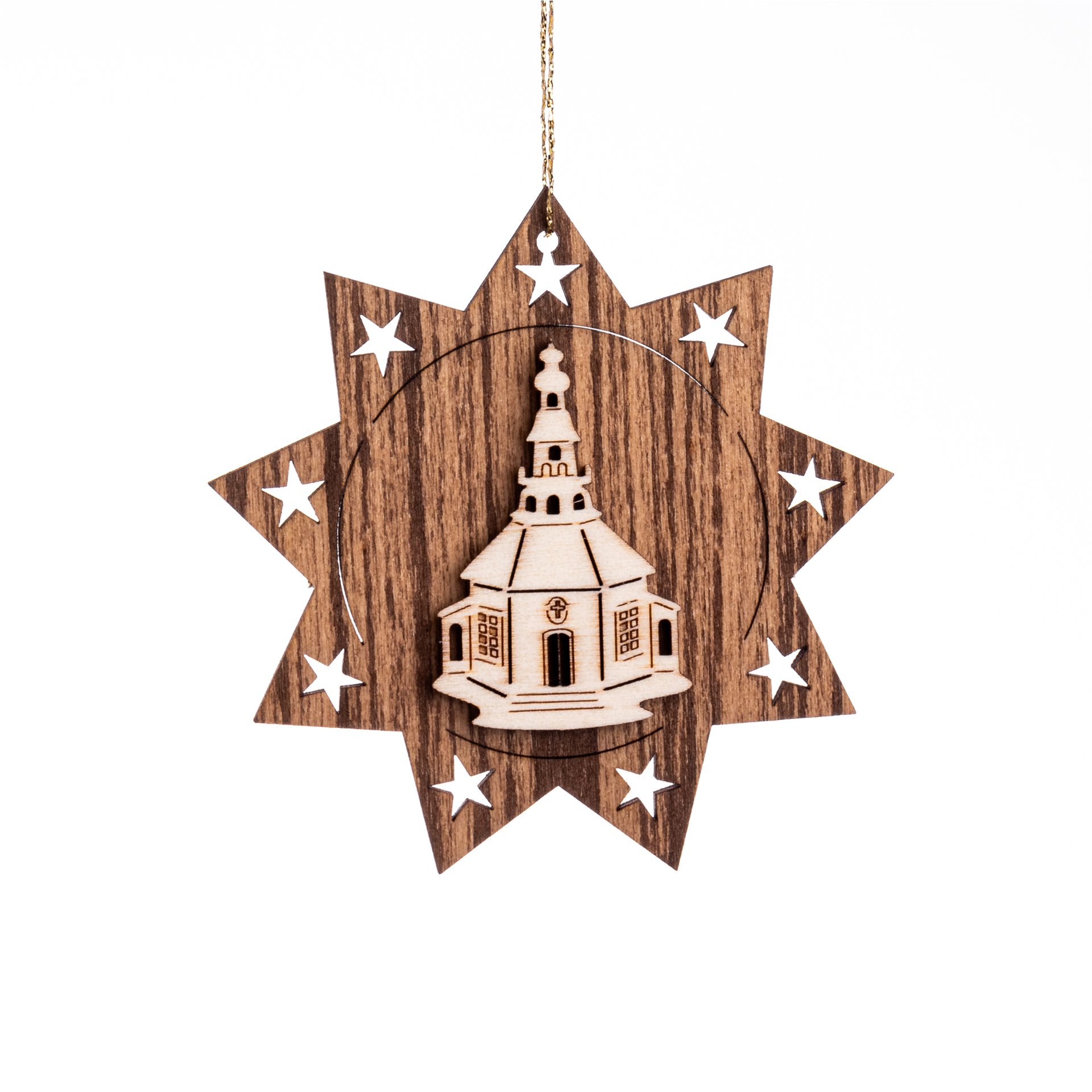 Baumschmuck Stern mit Seiffener Kirche 