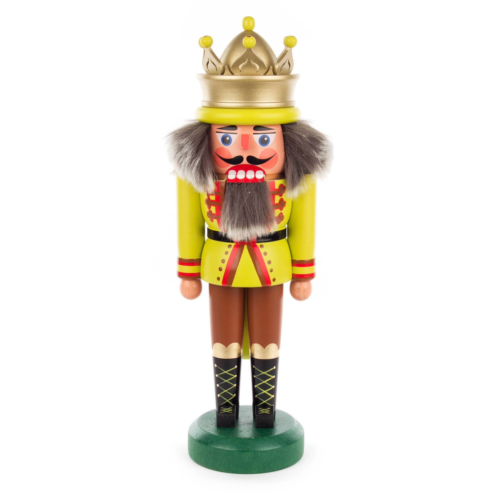 Nussknacker König mit Krone gelb/grün, 30cm