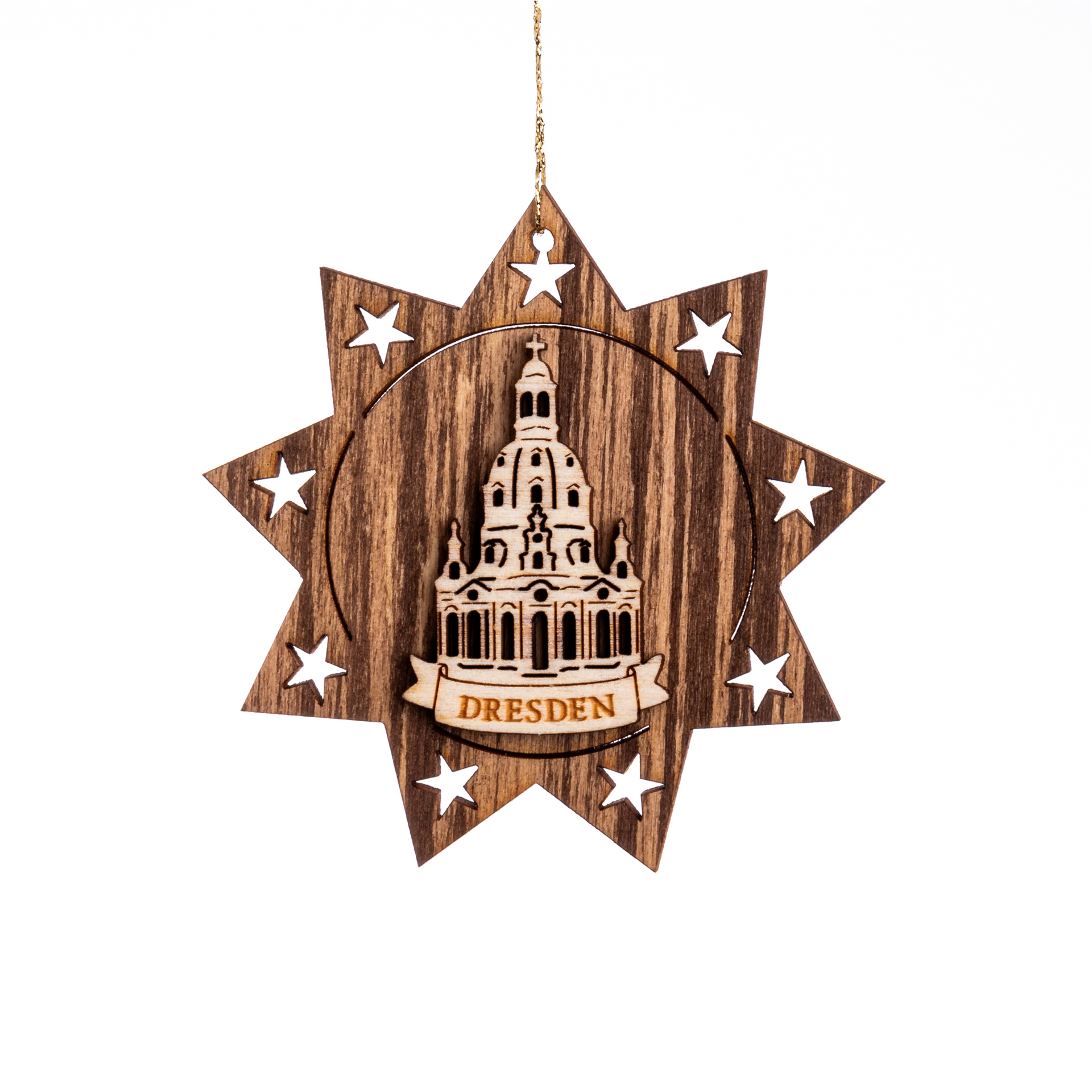 Baumschmuck Stern mit Dresdner Frauenkirche